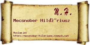 Mecsnober Hiláriusz névjegykártya
